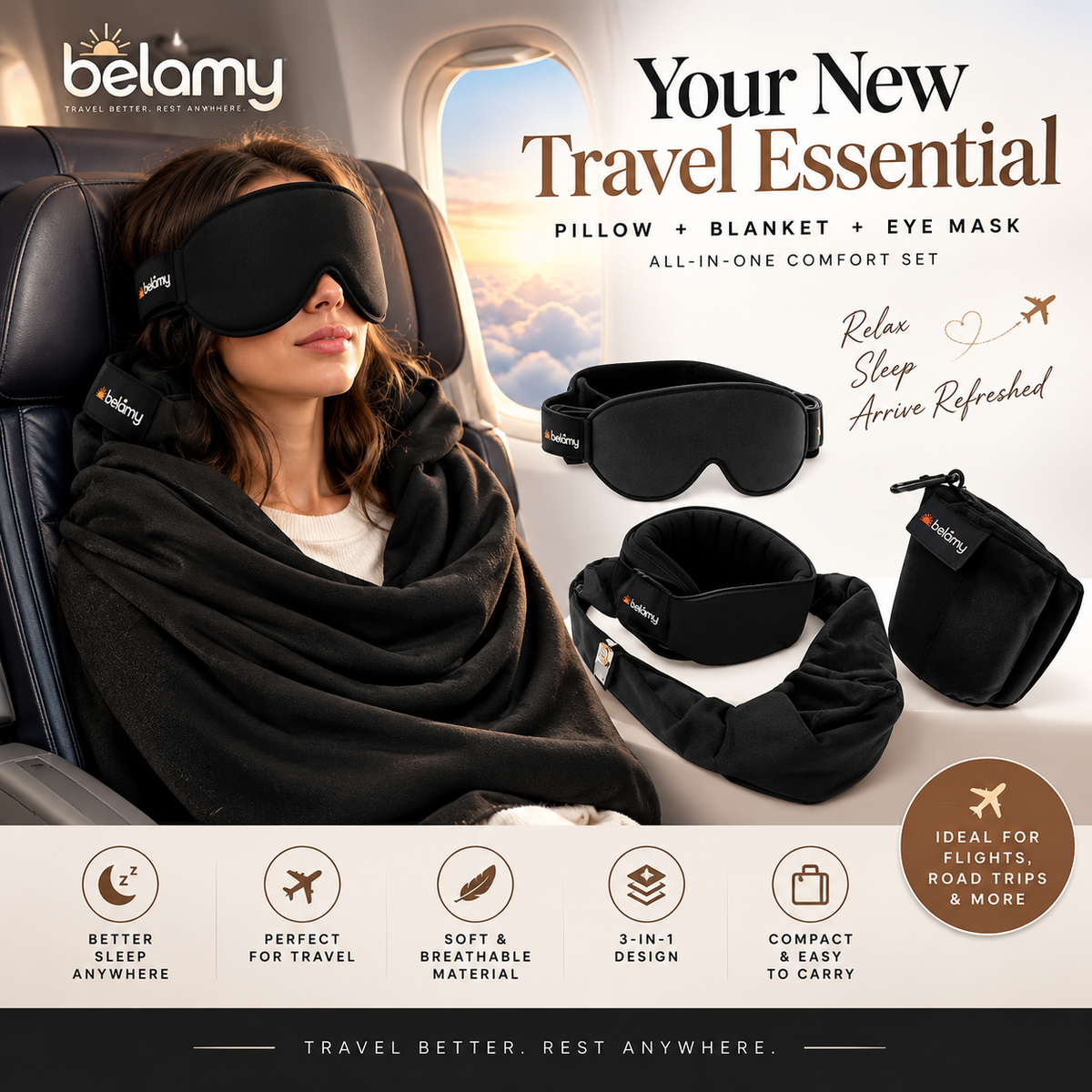 3-in-1 Airplane Sleep Support System