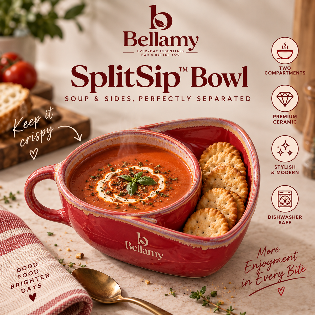 SplitSip Retro-Style Soup Bowl